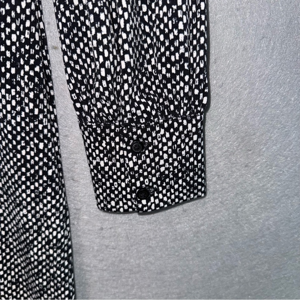 Brooks Brothers women’s black & white printed long sleeve V-neck midi dress SZ S - Picture 5 of 6